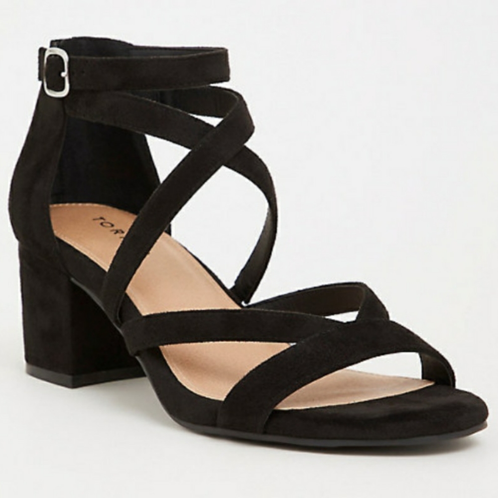 Torrid, Black Strappy Block Heel, size 11W